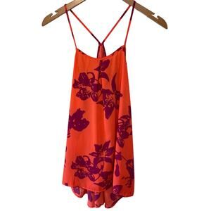 Banana Republic Purple & Coral Floral Racerback Spaghetti Strap Tank/ Blouse XS